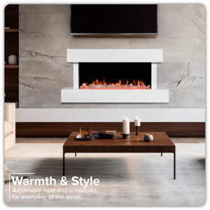 Baridi DH113 Electric Fire Place 46" with LED Frame Effect, Wall Mounted, White