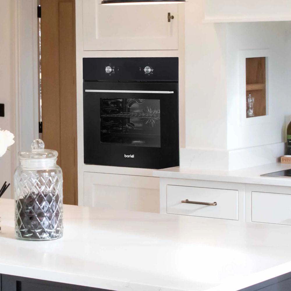 Baridi DH124 Built-in Fan Assisted Integrated Electric Oven 60cm, 55 Litre Capacity, 5 Functions, Black