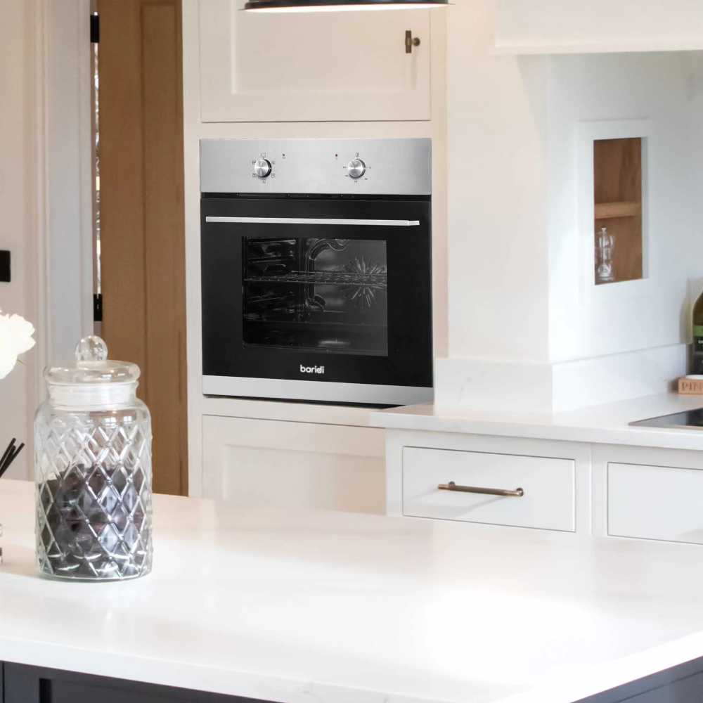 Baridi DH125 Built-in Fan Assisted Integrated Electric Oven 60cm, 55 Litre Capacity, 5 Functions, Stainless Steel