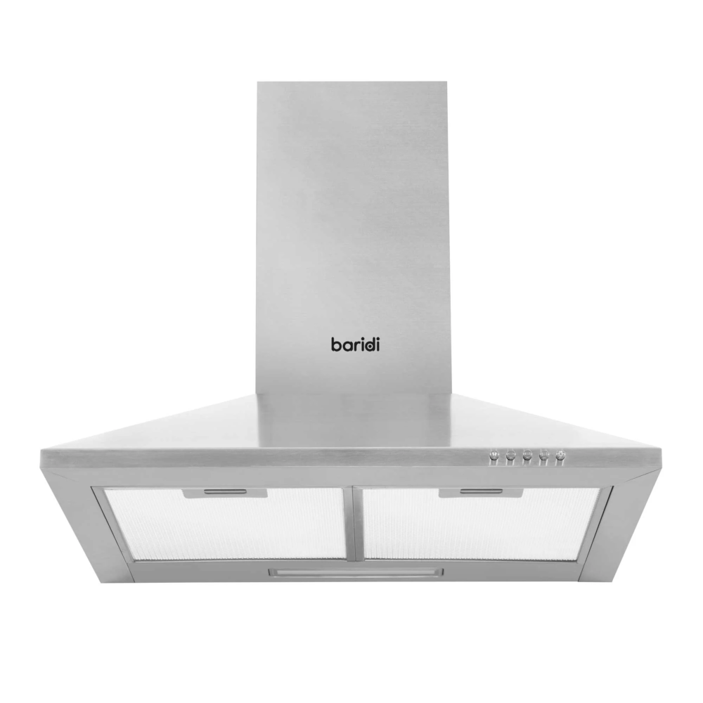 Baridi DH126 Chimney Style Electric Cooker Extractor Hood with Carbon Filters 60cm, LED Light, Stainless Steel