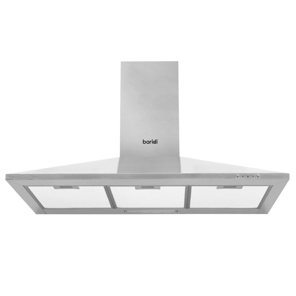 Baridi DH127 Chimney Style Electric Cooker Extractor Hood with Carbon Filters 90cm, LED Light, Stainless Steel