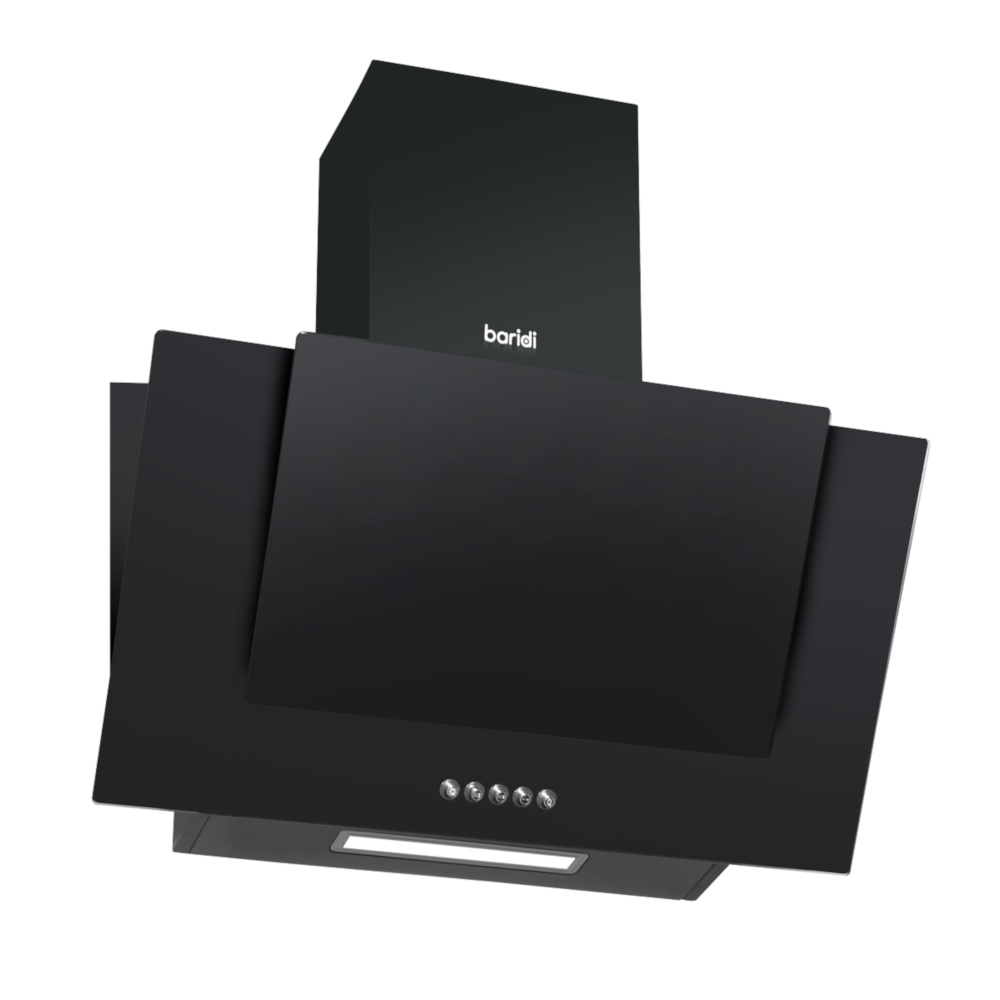Baridi DH129 Angled Glass Electric Cooker Extractor Hood with Carbon Filters 60cm, Black