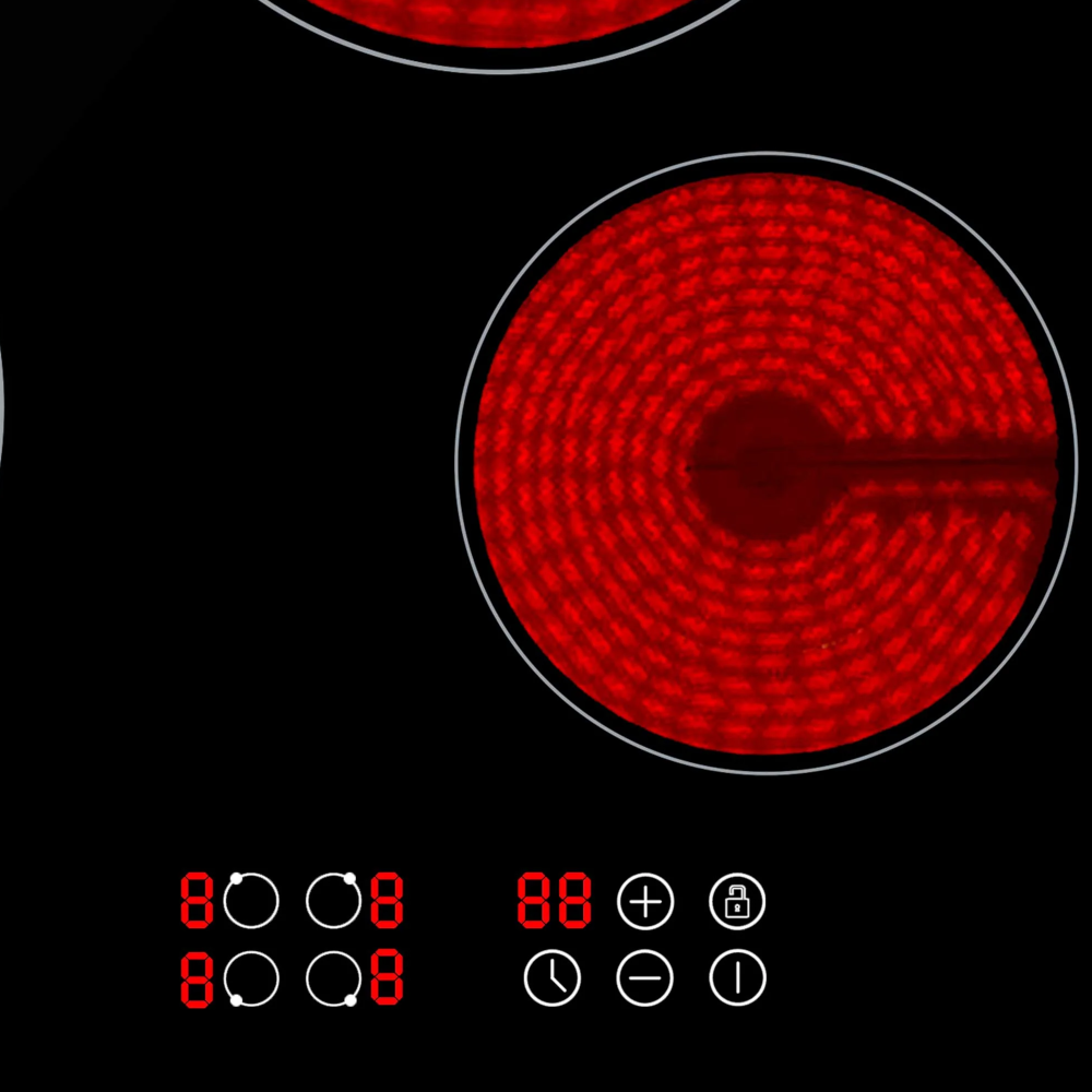 Baridi DH131 Built In Electric Integrated Ceramic Cooker Hob with 4 Cooking Zones 60cm, Black Glass