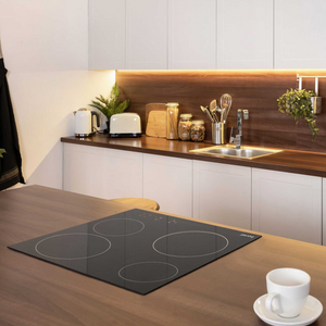 Baridi DH131 Built In Electric Integrated Ceramic Cooker Hob with 4 Cooking Zones 60cm, Black Glass