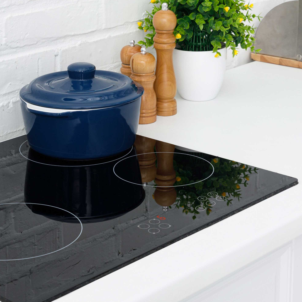 Baridi DH131 Built In Electric Integrated Ceramic Cooker Hob with 4 Cooking Zones 60cm, Black Glass