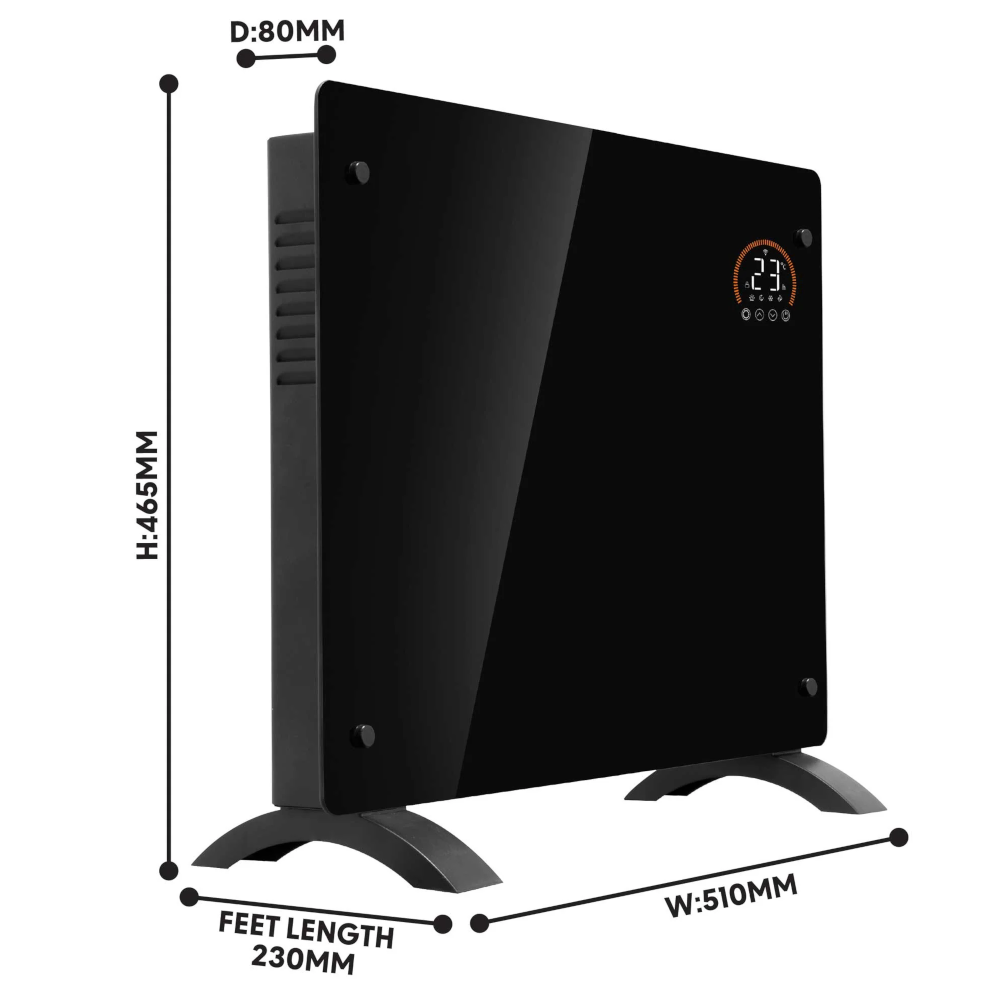 Baridi DH135 Electric Glass Panel Radiator Heater with 24/7 Timer, Wi-Fi Enabled, Remote Control, 1000W, 230V