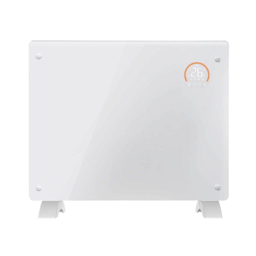 Baridi DH136 Electric Glass Panel Radiator Heater with 24/7 Timer, Wi-Fi Enabled, Remote Control, 1000W, White