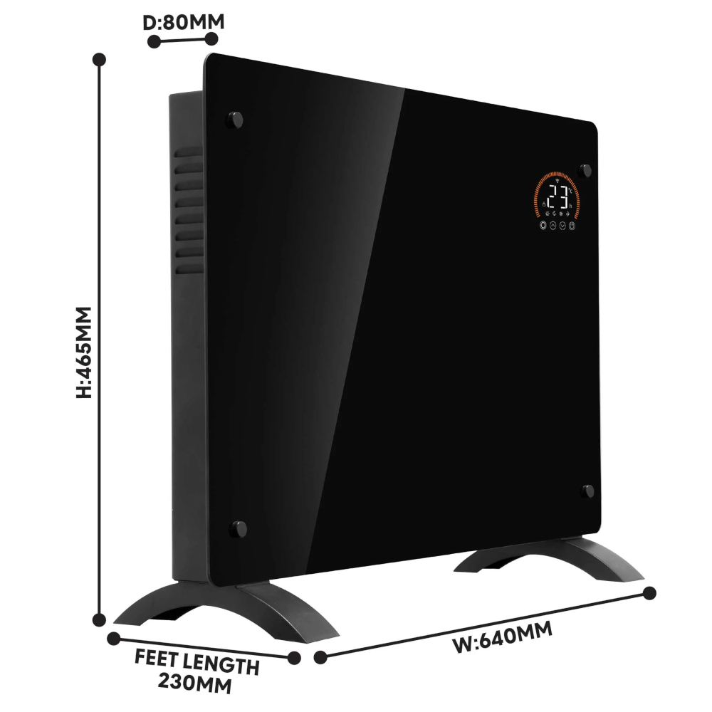 Baridi DH137 Electric Glass Panel Radiator Heater with 24/7 Timer, Wi-Fi Enabled, Remote Control, 1500W, Black