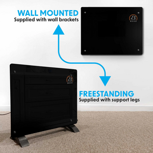 Baridi DH137 Electric Glass Panel Radiator Heater with 24/7 Timer, Wi-Fi Enabled, Remote Control, 1500W, Black