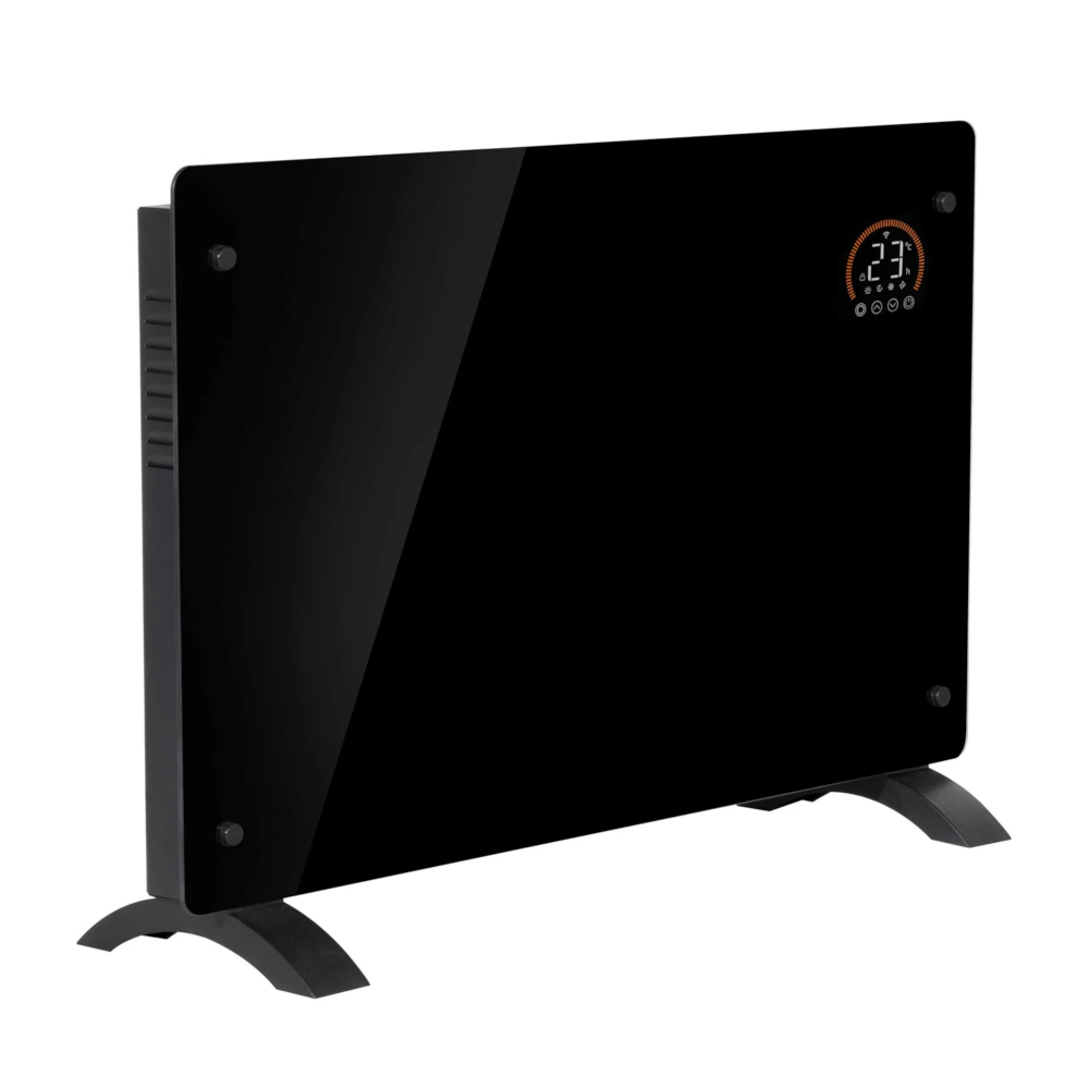 Baridi DH139 Electric Glass Panel Radiator Heater with 24/7 Timer, Wi-Fi Enabled, Remote Control, 2000W, Black