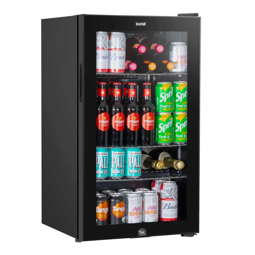 Baridi DH13 Under Counter Drinks, Beer and Wine Cooler Fridge with LED Light, 85 Litre Capacity, Black