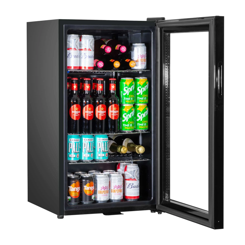 Baridi DH13 Under Counter Drinks, Beer and Wine Cooler Fridge with LED Light, 85 Litre Capacity, Black