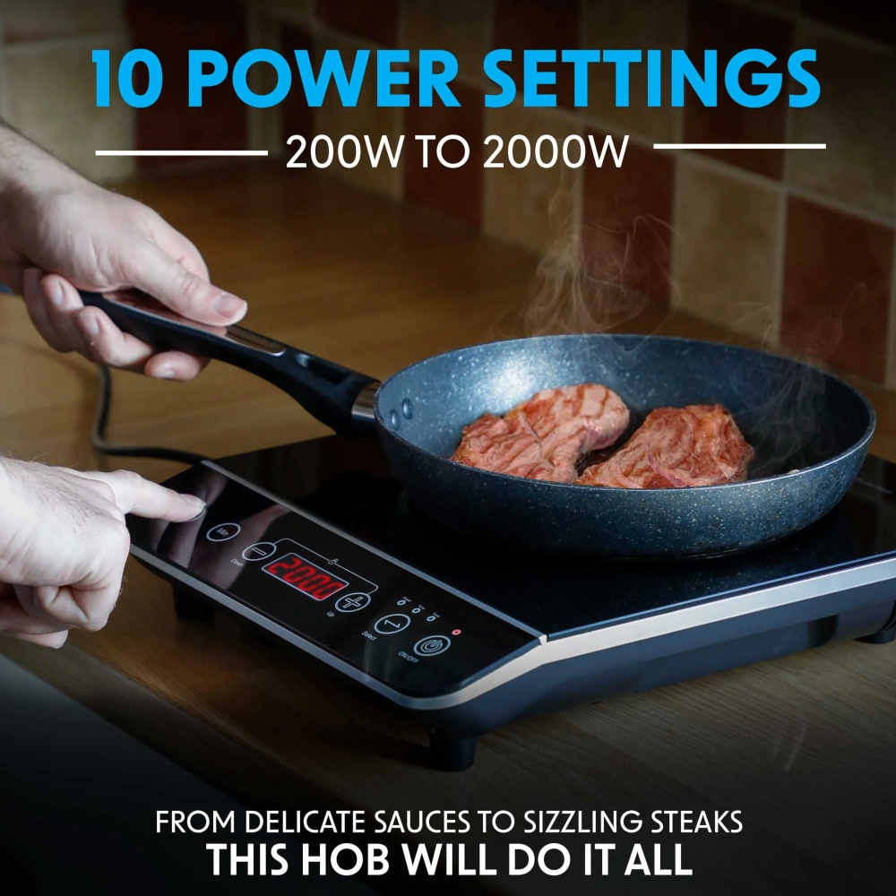 Baridi DH145 Portable Induction Cooker Hob with 1 Cooking Zones 29cm, 10 Power Settings, Timer Function, Black