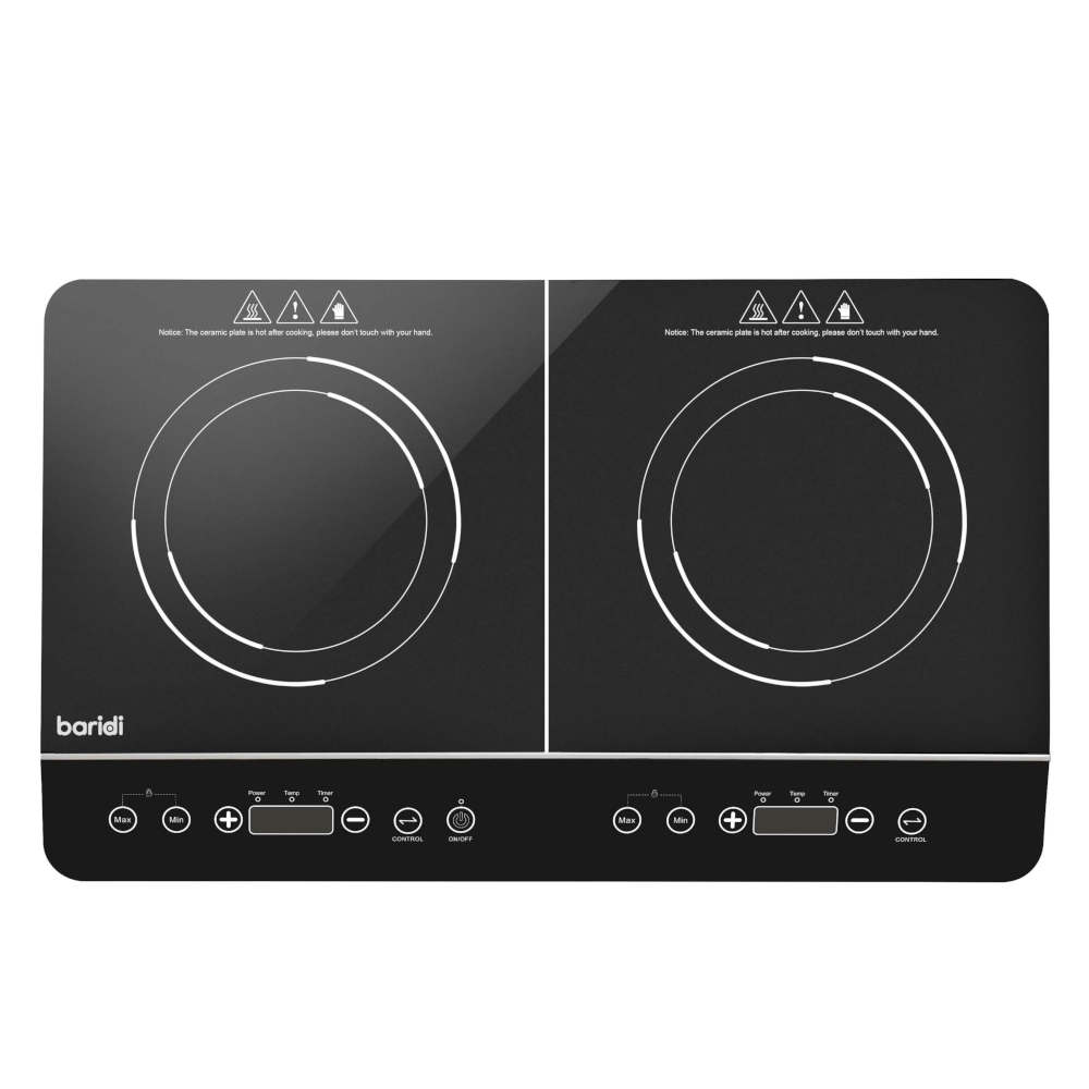Baridi DH146 Portable Induction Cooker Hob with 2 Cooking Zones 60cm, 10 Power Settings, Timer Function, Black