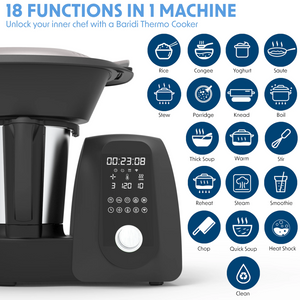 Baridi DH163 All in One Smart Thermal Cooker with 18 Preset Functions, App Guided Recipes, 2 Litre Capacity, Black