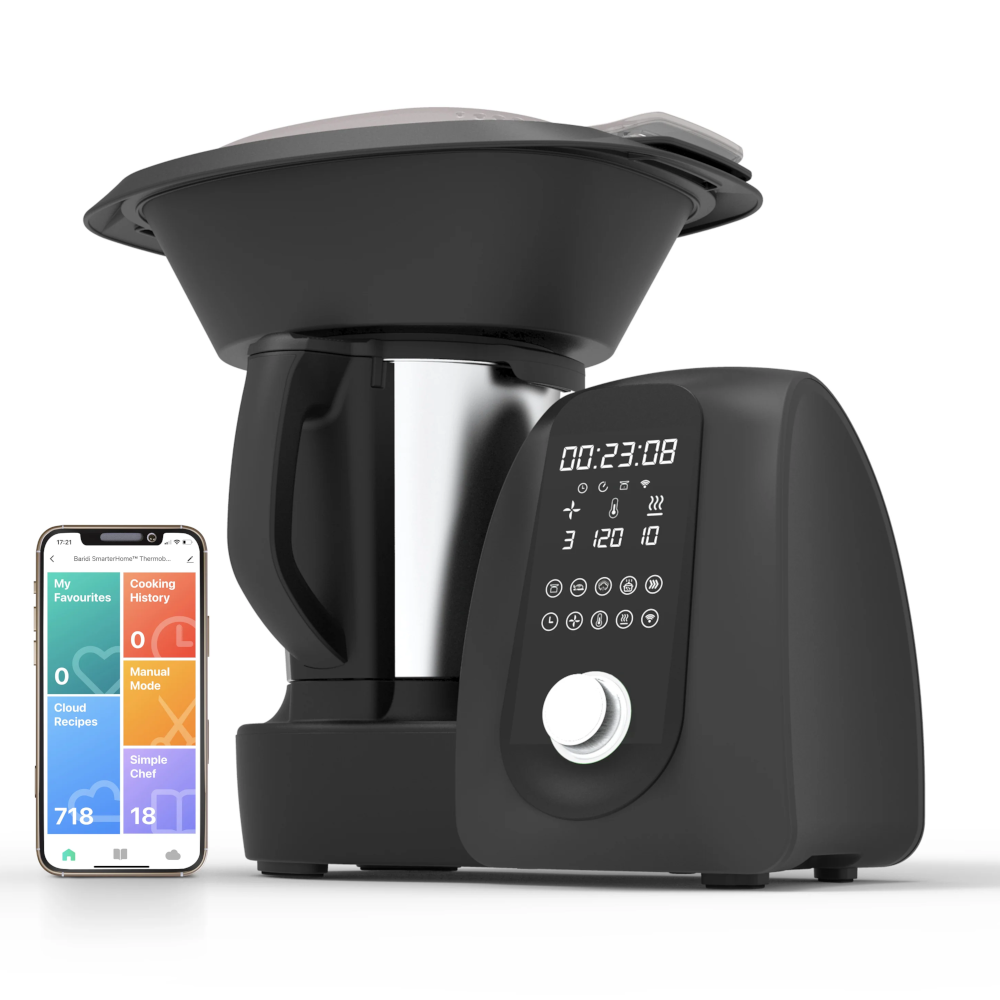 Baridi DH163 All in One Smart Thermal Cooker with 18 Preset Functions, App Guided Recipes, 2 Litre Capacity, Black