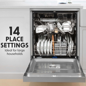 Baridi DH167 Freestanding Dishwasher 60cm, 14 Place Settings, 8 Programmes, Silver