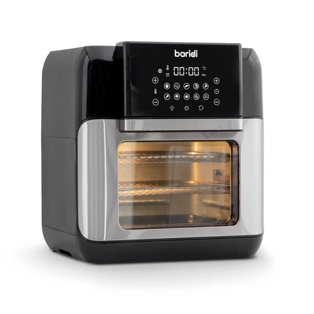 Baridi DH170 Air Fryer and Rotisserie Combi with Touch Controls, 12 Litre Capacity, 10 Preset Functions, Black Silver