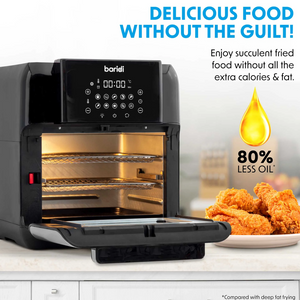 Baridi DH170 Air Fryer and Rotisserie Combi with Touch Controls, 12 Litre Capacity, 10 Preset Functions, Black Silver