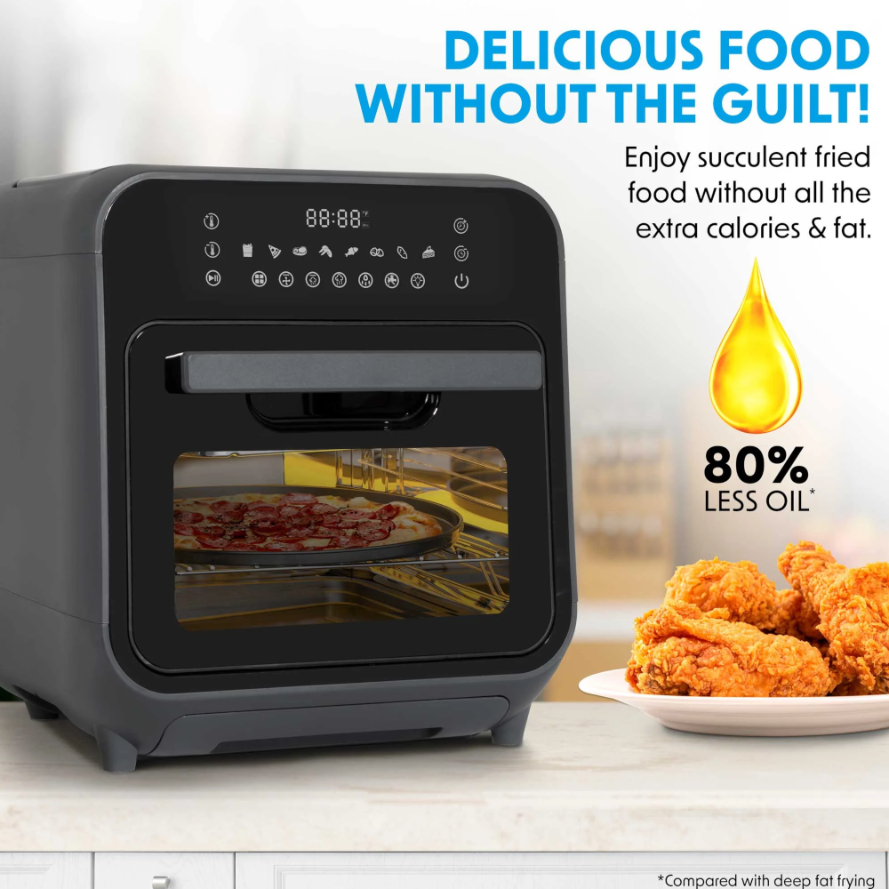 Baridi DH171 Steam Air Fryer Oven Cooker Combi with Touch Controls, 15 Litre Capacity, 8 Preset Functions, Black