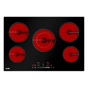 Baridi DH175 Built In Electric Integrated Ceramic Cooker Hob with 5 Cooking Zones 77cm, Black Glass