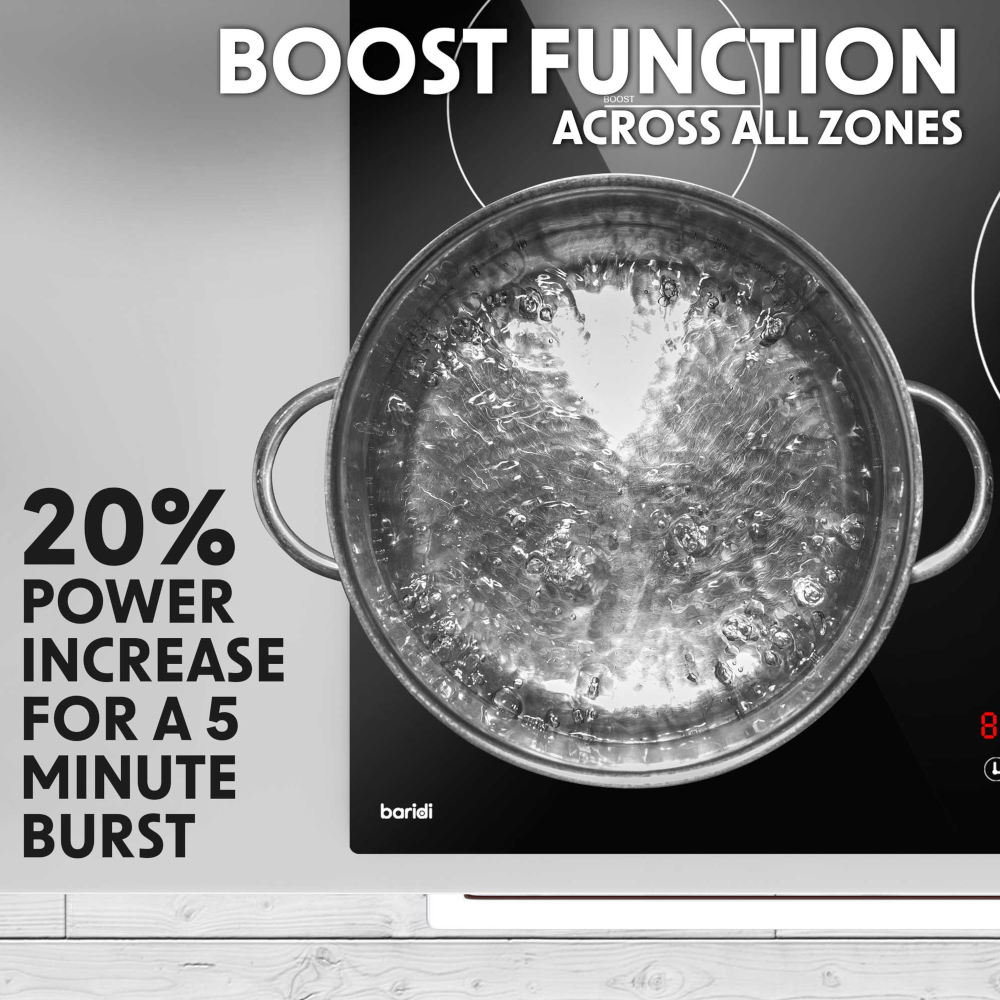 Baridi DH180 Induction Cooker Hob with 5 Cooking Zones 90cm 9300W Black Glass