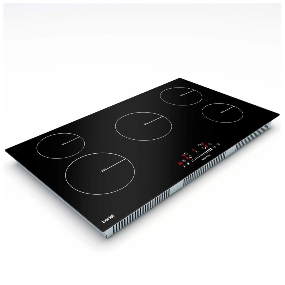 Baridi DH180 Built-in Electric Integrated Induction Cooker Hob with 5 Cooking Zones 90cm, Touch Control, Timer, 9300W, Black Glass