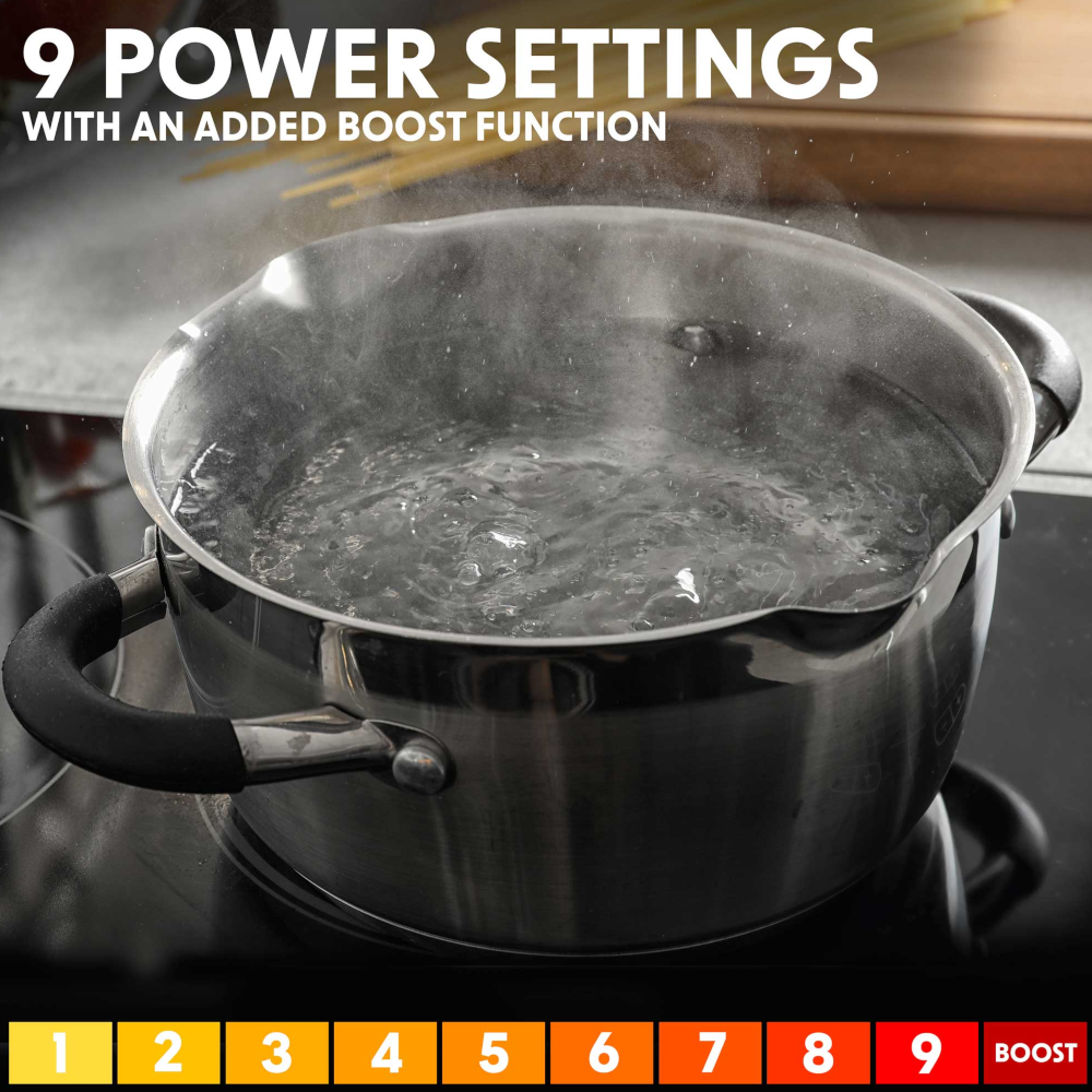 Baridi DH180 Built-in Electric Integrated Induction Cooker Hob with 5 Cooking Zones 90cm, Touch Control, Timer, 9300W, Black Glass