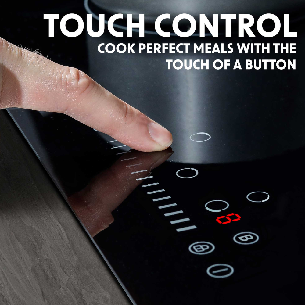 Baridi DH180 Built-in Electric Integrated Induction Cooker Hob with 5 Cooking Zones 90cm, Touch Control, Timer, 9300W, Black Glass