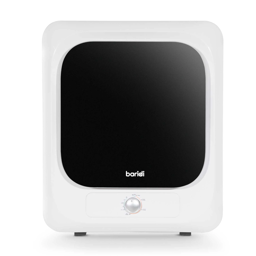 Baridi DH192 Portable Table Counter Top Mini Tumble Dryer, 2.5kg Drum Capacity, 5 Functions, Mechanical Controls, White