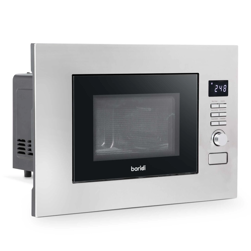 Baridi DH196 Built-in Integrated Electric Microwave Cooking Oven, 20 Litre Capacity, 800W, Stainless Steel