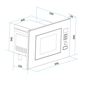 Baridi DH196 Built-in Integrated Electric Microwave Cooking Oven, 20 Litre Capacity, 800W, Stainless Steel