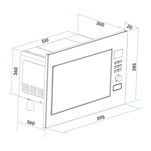 Baridi DH197 Built-in Integrated Electric Microwave Cooking Oven with Grill, 25 Litre Capacity, 900W, Stainless Steel