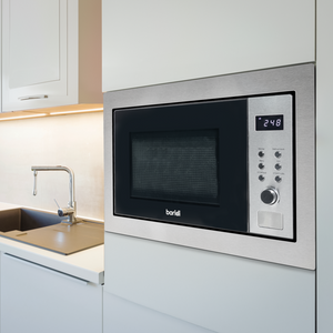 Baridi DH197 Built-in Integrated Electric Microwave Cooking Oven with Grill, 25 Litre Capacity, 900W, Stainless Steel