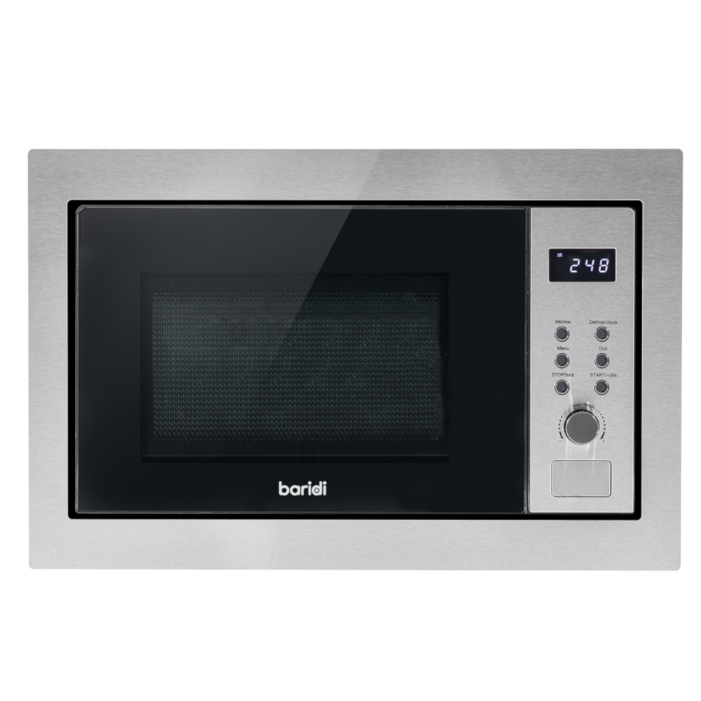 Baridi DH197 Built-in Integrated Electric Microwave Cooking Oven with Grill, 25 Litre Capacity, 900W, Stainless Steel