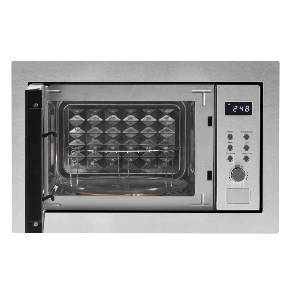 Baridi DH197 Built-in Integrated Electric Microwave Cooking Oven with Grill, 25 Litre Capacity, 900W, Stainless Steel