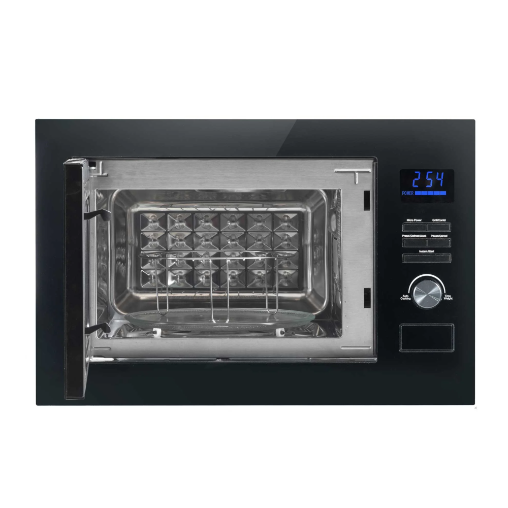 Baridi DH198 Built-in Integrated Electric Microwave Cooking Oven with Grill, 25 Litre Capacity, 900W, Black