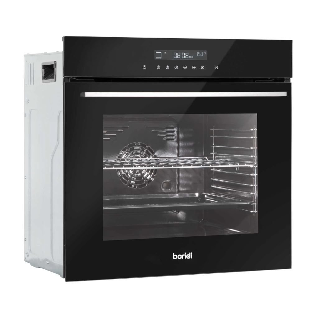 Baridi DH199 Built-In Fan Assisted Integrated Single Electric Oven 60cm, 72 Litre Capacity, 10 Functions, Black
