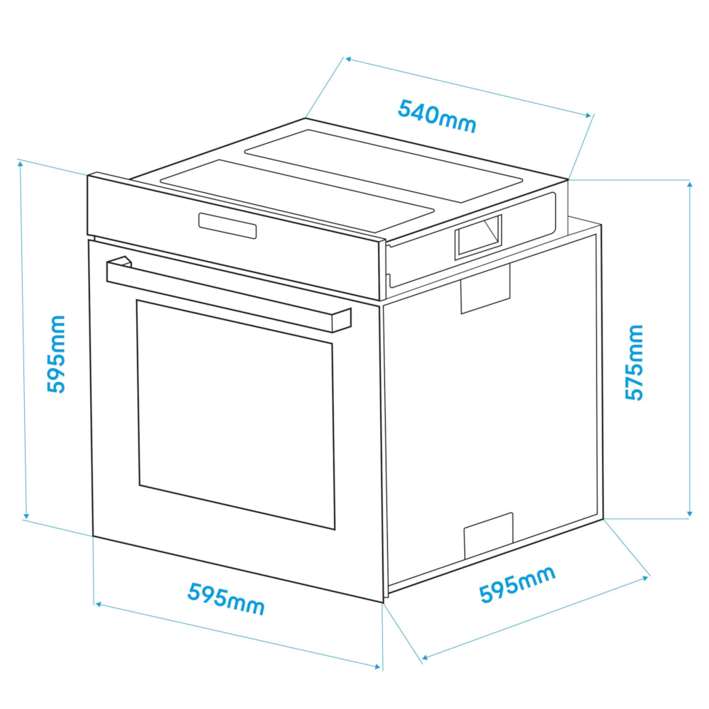 Baridi DH199 DH200 Built-In Fan Assisted Integrated Single Electric Oven 60cm, 72 Litre Capacity, 10 Functions