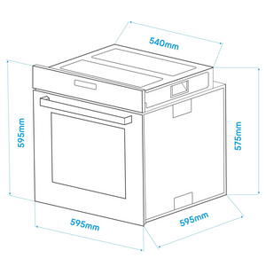 Baridi DH199 DH200 Built-In Fan Assisted Integrated Single Electric Oven 60cm, 72 Litre Capacity, 10 Functions