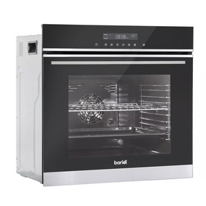 Baridi DH200 Built-In Fan Assisted Integrated Single Electric Oven 60cm, 72 Litre Capacity, 10 Functions, Black/Stainless Steel