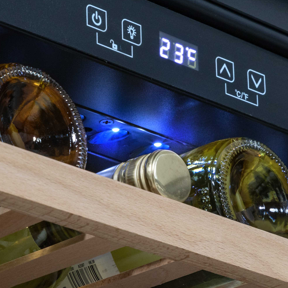 Baridi DH206 Built In Wine Cooler Fridge with Digital Touchscreen Controls, LED Light, 36 Bottle Capacity, Black