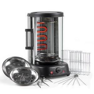 Baridi DH216 Vertical 360° Rotating Rotisserie Smokeless Grill Cooker, 21 Litre Capacity, 1500W, Black