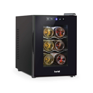 Baridi DH217 Table Top Freestanding Wine Cooler Fridge with Digital Touchscreen Controls, LED Light, 6 Bottle Capacity, Black
