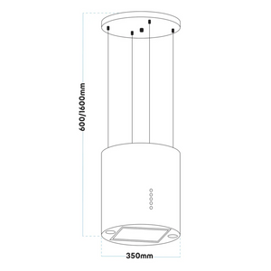 Baridi DH220 Pendant Style Island Electric Cooker Extractor Hood with Carbon Filters 35cm, LED Light, Stainless Steel