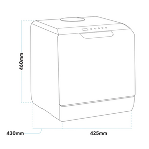 Baridi DH224A Mini Portable Tabletop Counter Dishwasher, 5 Litre Capacity, 2-4 Place Settings, 5 Programmes, White