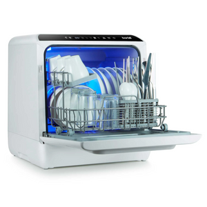 Baridi DH224A Mini Portable Tabletop Counter Dishwasher, 5 Litre Capacity, 2-4 Place Settings, 5 Programmes, White