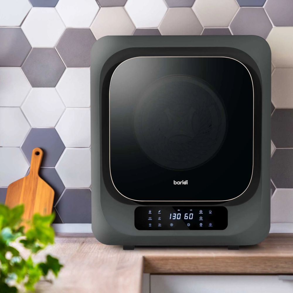 Baridi DH229 Portable Table Counter Top Mini Tumble Dryer, 2.5kg Drum Capacity, 6 Functions, Digital Controls, Black