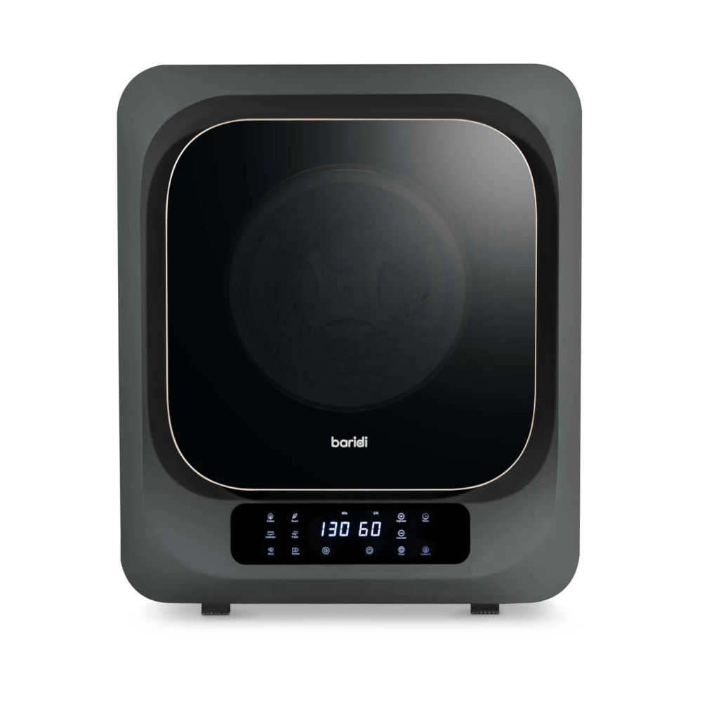 Baridi DH229 Portable Table Counter Top Mini Tumble Dryer, 2.5kg Drum Capacity, 6 Functions, Digital Controls, Black