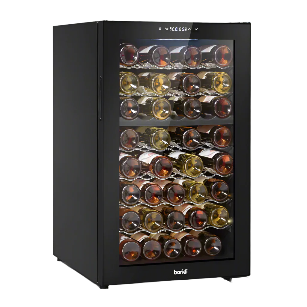 Baridi DH236 Dual Zone Wine Cooler Fridge with Digital Touchscreen Controls, LED Light, 52 Bottle Capacity, Black
